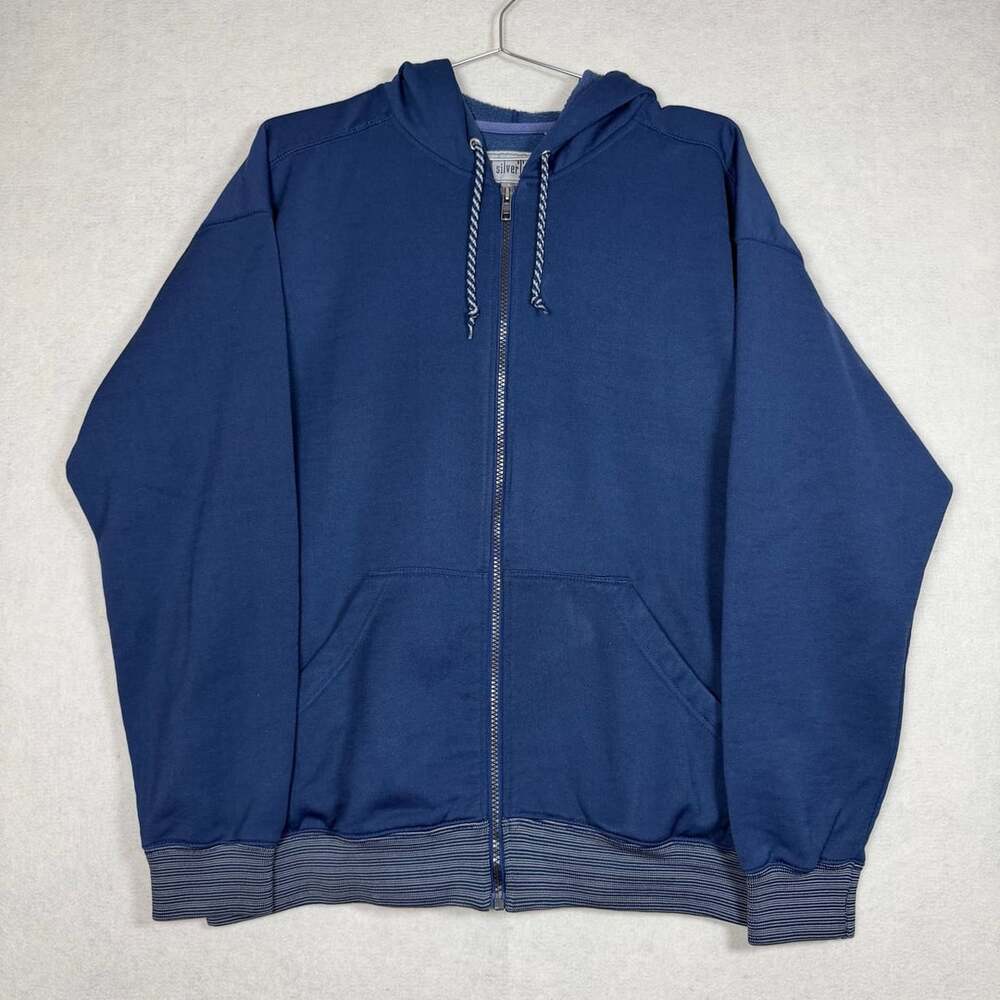 Vintage Levis Hoodie Mens L Silver Tab Full Zip Blue Sweatshirt Sweater